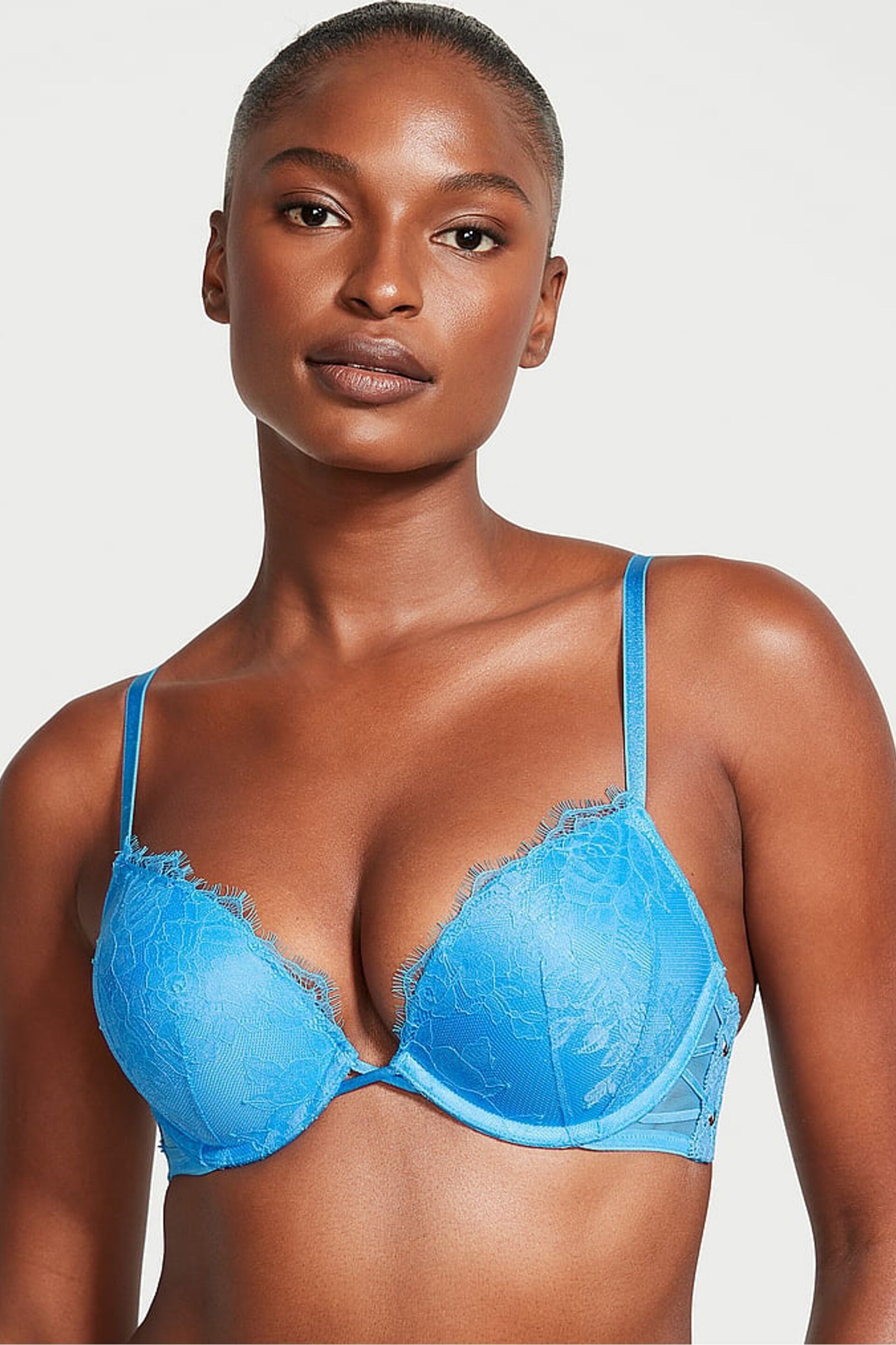 Victoria's Secret Capri Blue Add 2 Cups Push Up Eyelet Lace Bra - Image 1 of 3