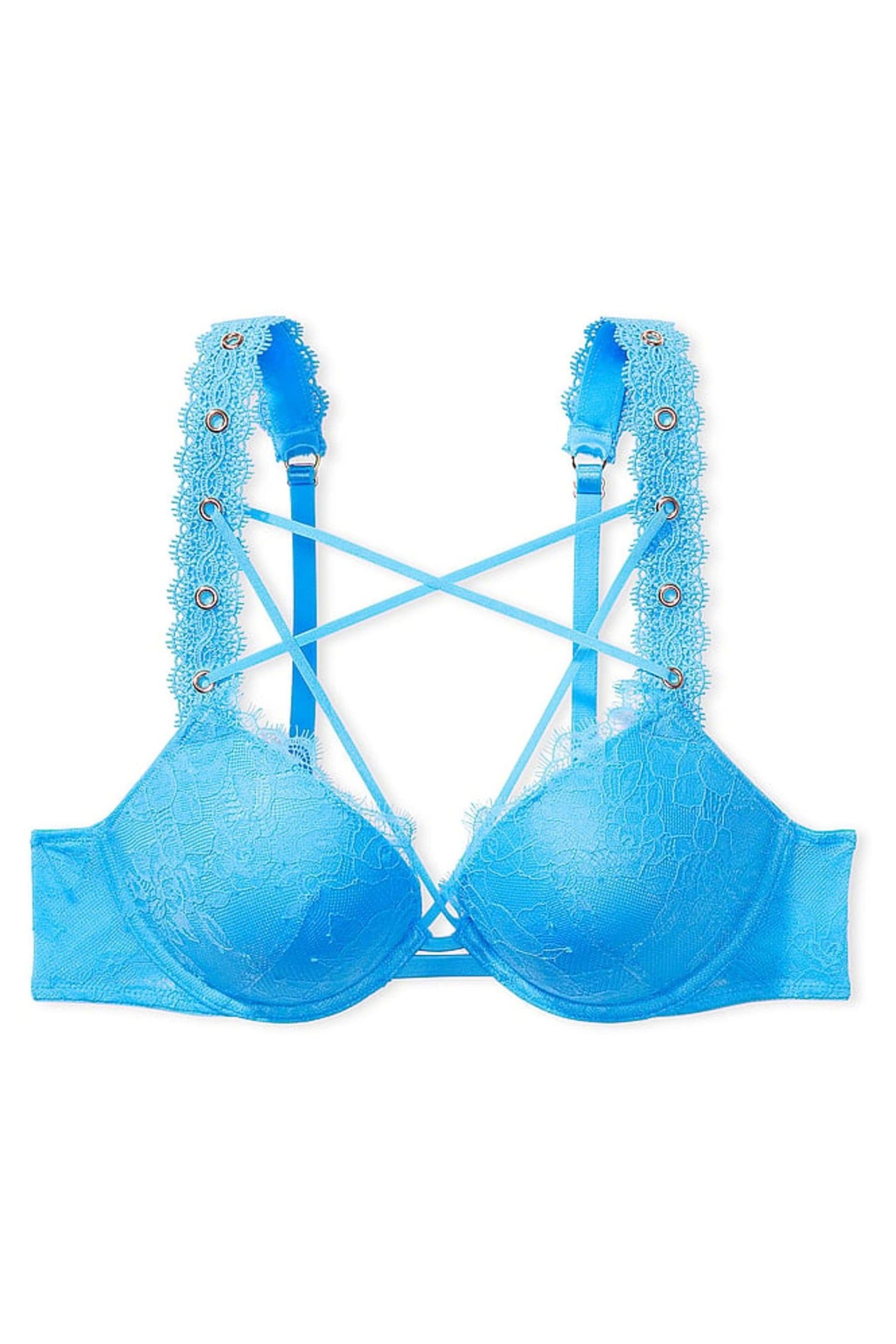 Victoria's Secret Capri Blue Push Up Eyelet Lace Bra - Image 3 of 3
