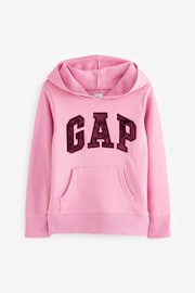 Gap Pink Veour Logo Hoodie (12mths-5yrs) - Image 1 of 3