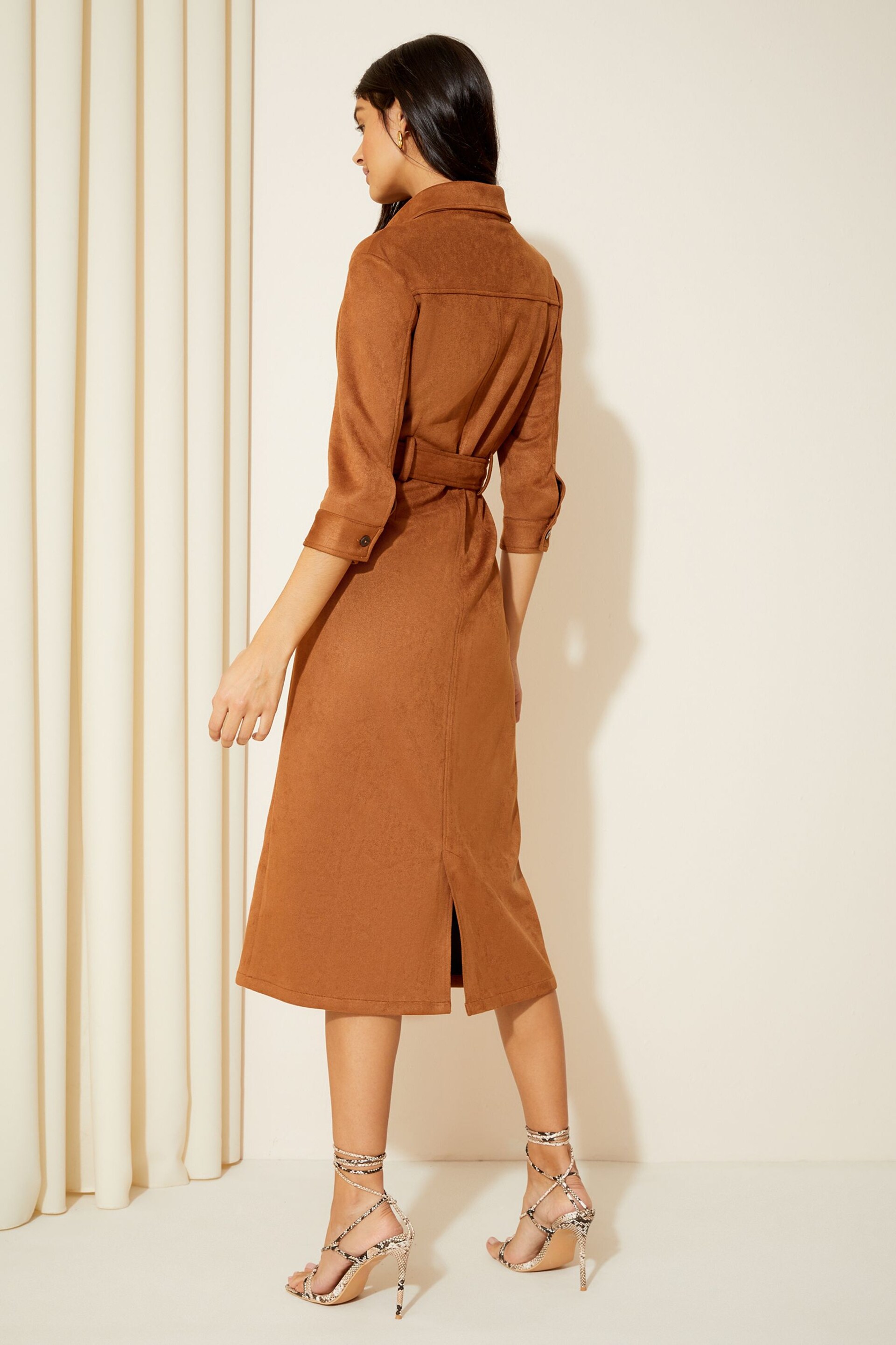 Friends Like These Camel Suedette Maxi Dress - Image 2 of 4