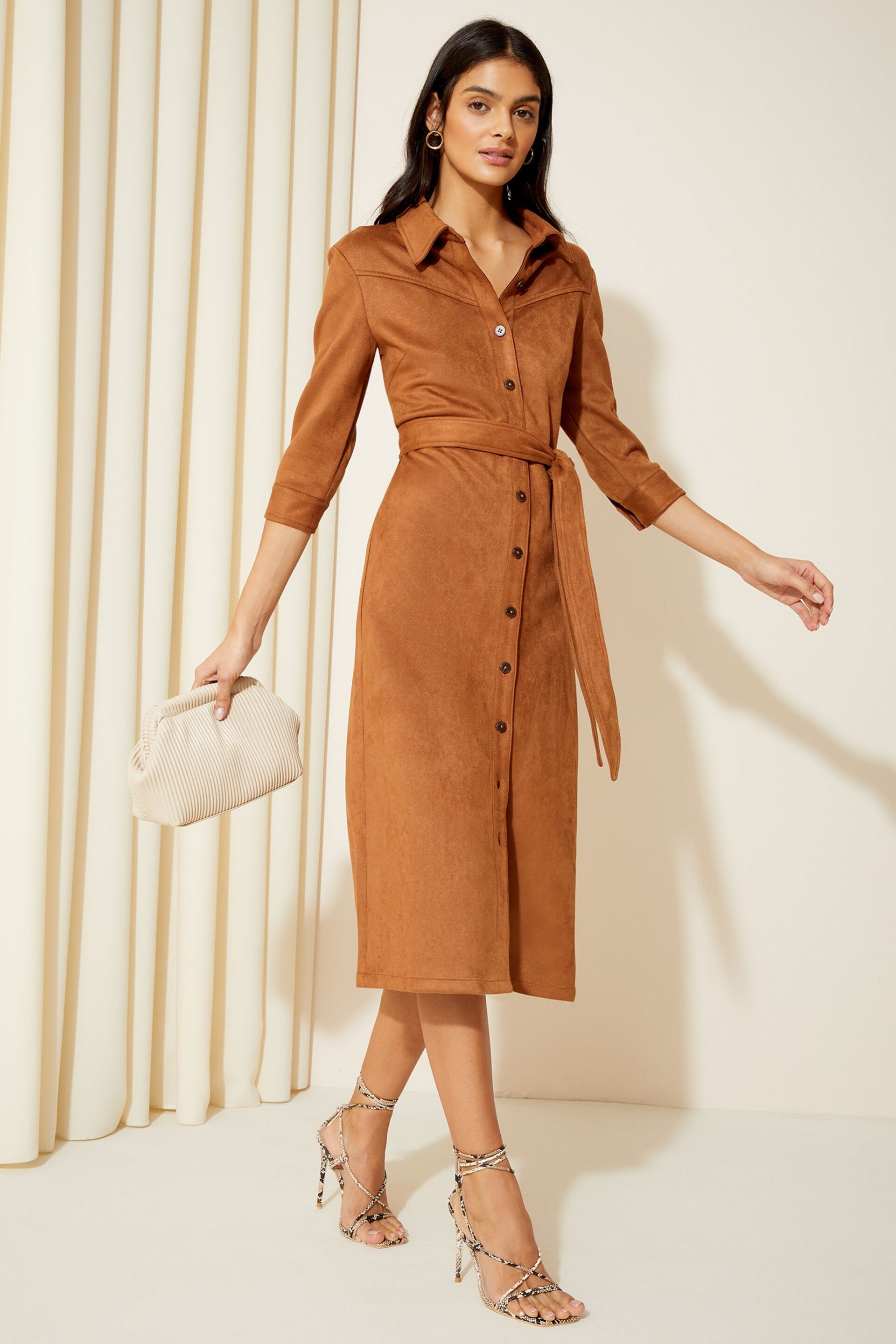 Friends Like These Camel Suedette Maxi Dress - Image 3 of 4