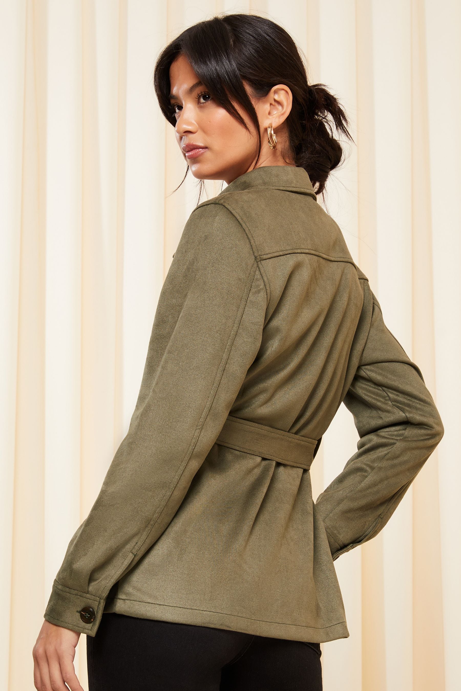Khaki shirt jacket womens hotsell