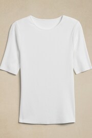 Banana Republic White Ribbed Half-Sleeve T-Shirt - Image 5 of 5