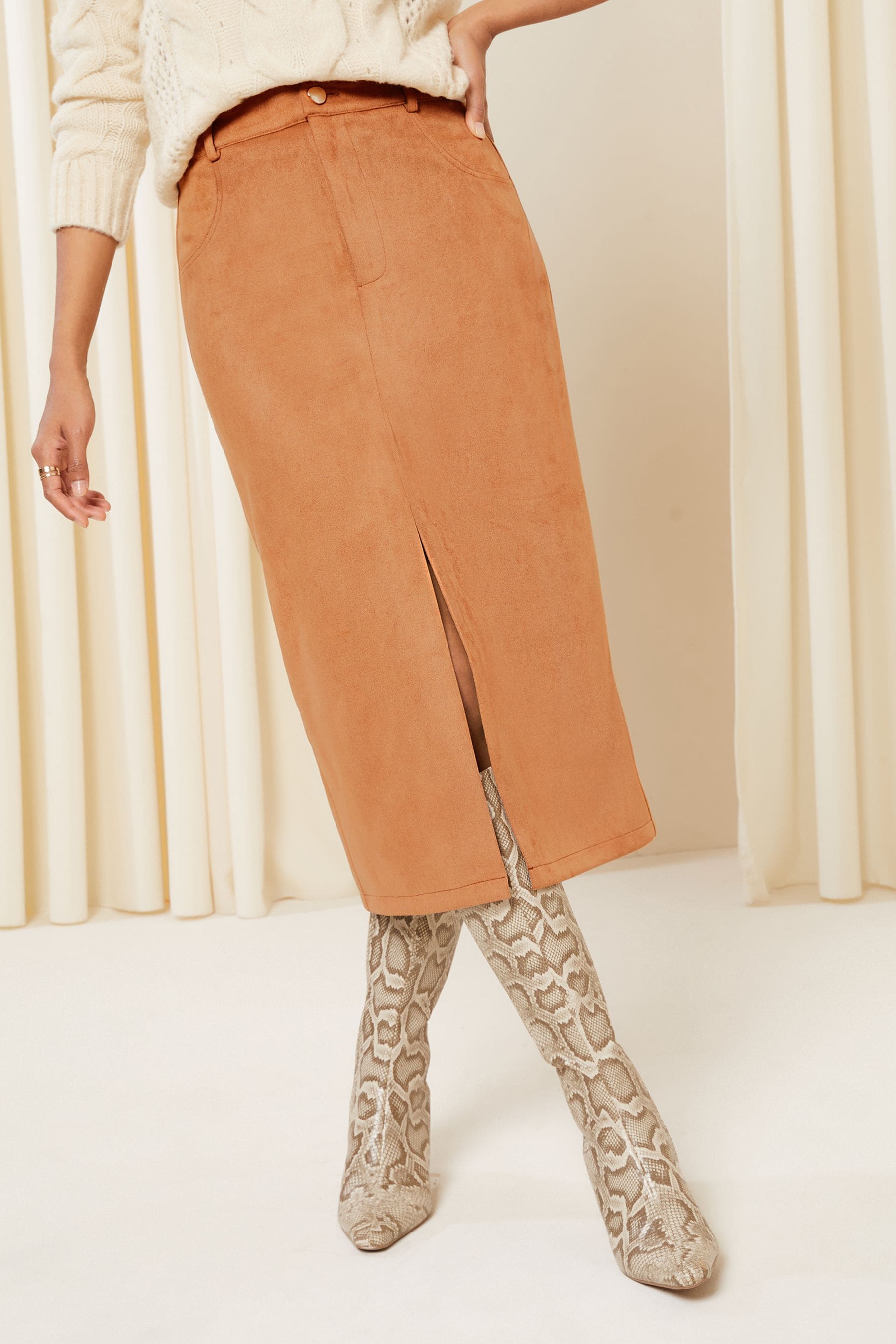 Camel a-line denim skirt outlet