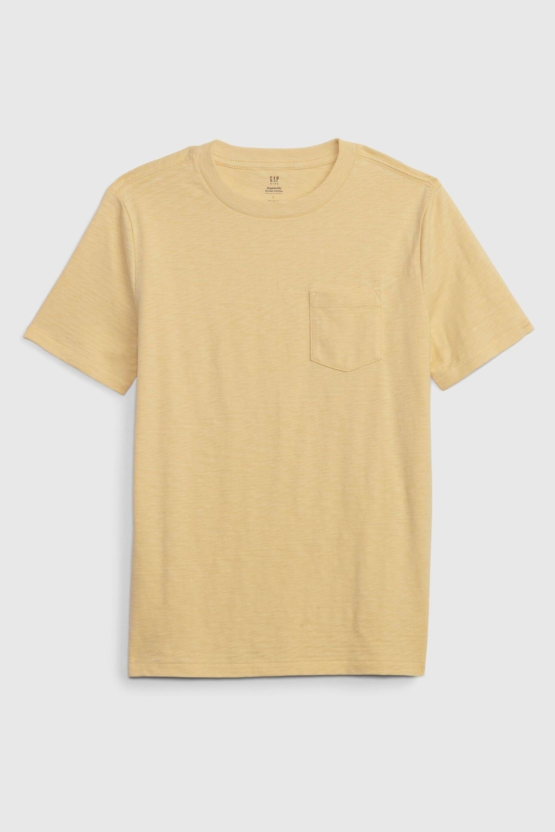 Gap Yellow Organic Cotton Pocket Short Sleeve Crew Neck T-Shirt (4-13yrs) - Image 1 of 1