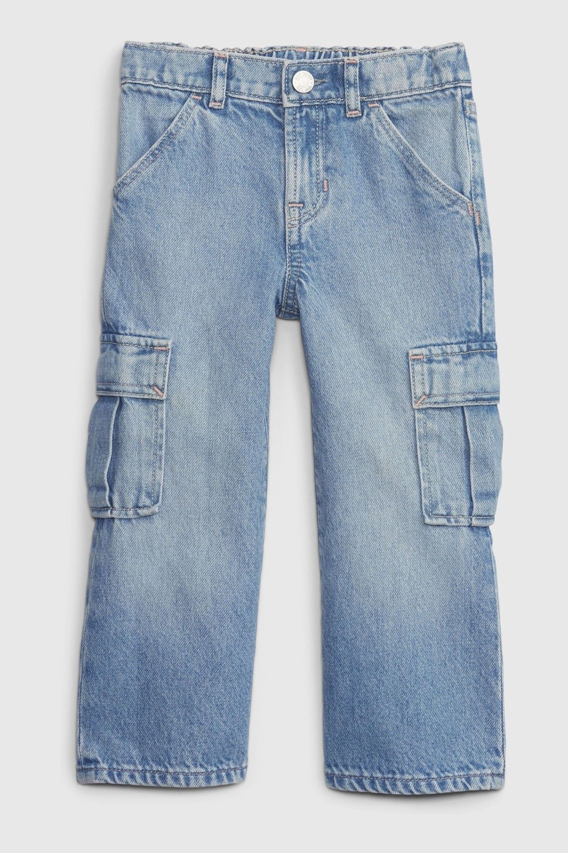 Gap Light Wash Blue Stride Cargo Washwell Jeans (6mths-5yrs) - Image 1 of 3