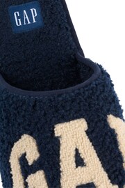 Gap Navy Blue Men's Plano Logo Borg Slippers - Image 5 of 5