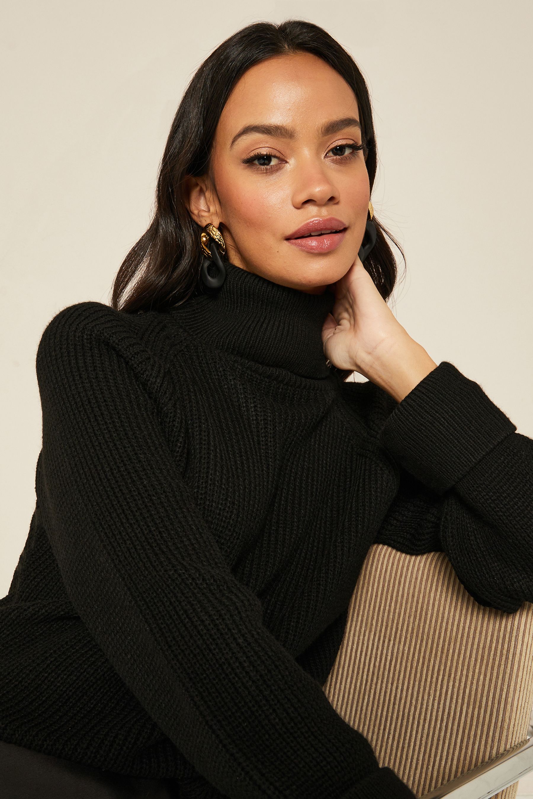 Petite black polo neck jumper best sale