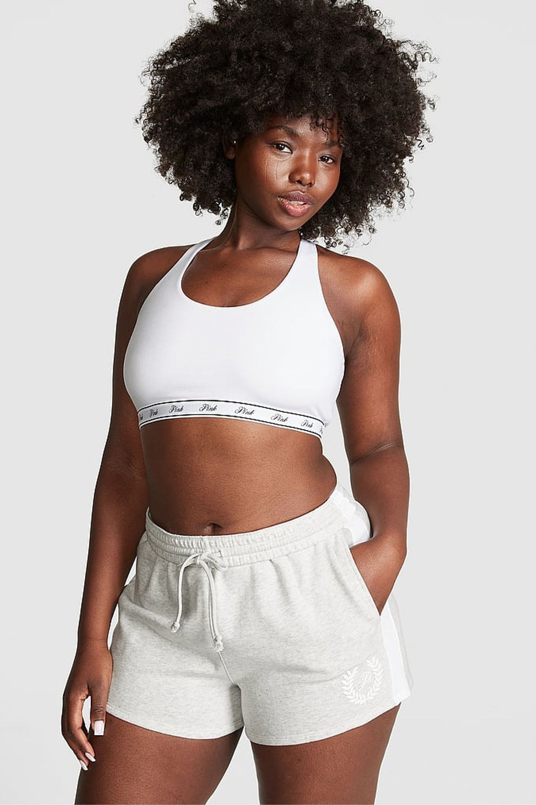 Buy Victoria s Secret PINK Heather Stone Grey Fleece Short from the Next UK online shop