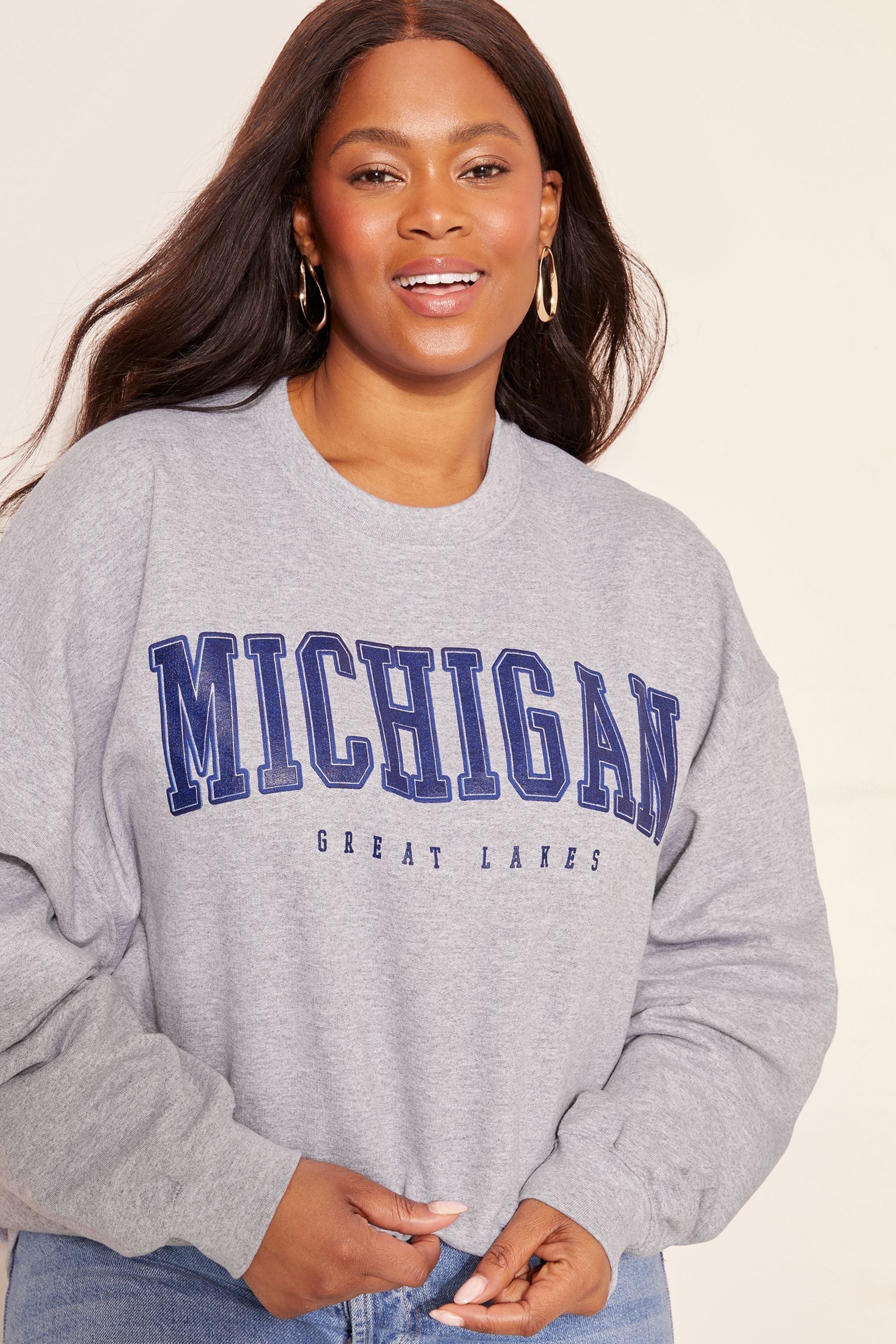 Buy Curves Like These Grey Graphic City Sweatshirt from Next Luxembourg