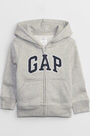 Gap Grey Logo Zip Up Baby Hoodie (Newborn - 7yrs) - Image 6 of 6