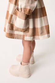 Cinnamon Brown 100% Cotton Embroidered Check Dress (3mths-8yrs) - Image 5 of 8