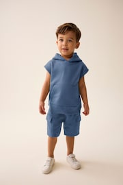 Navy Short Sleeve Utility Hoodie and Shorts Set (3mths-7yrs) - Image 1 of 9