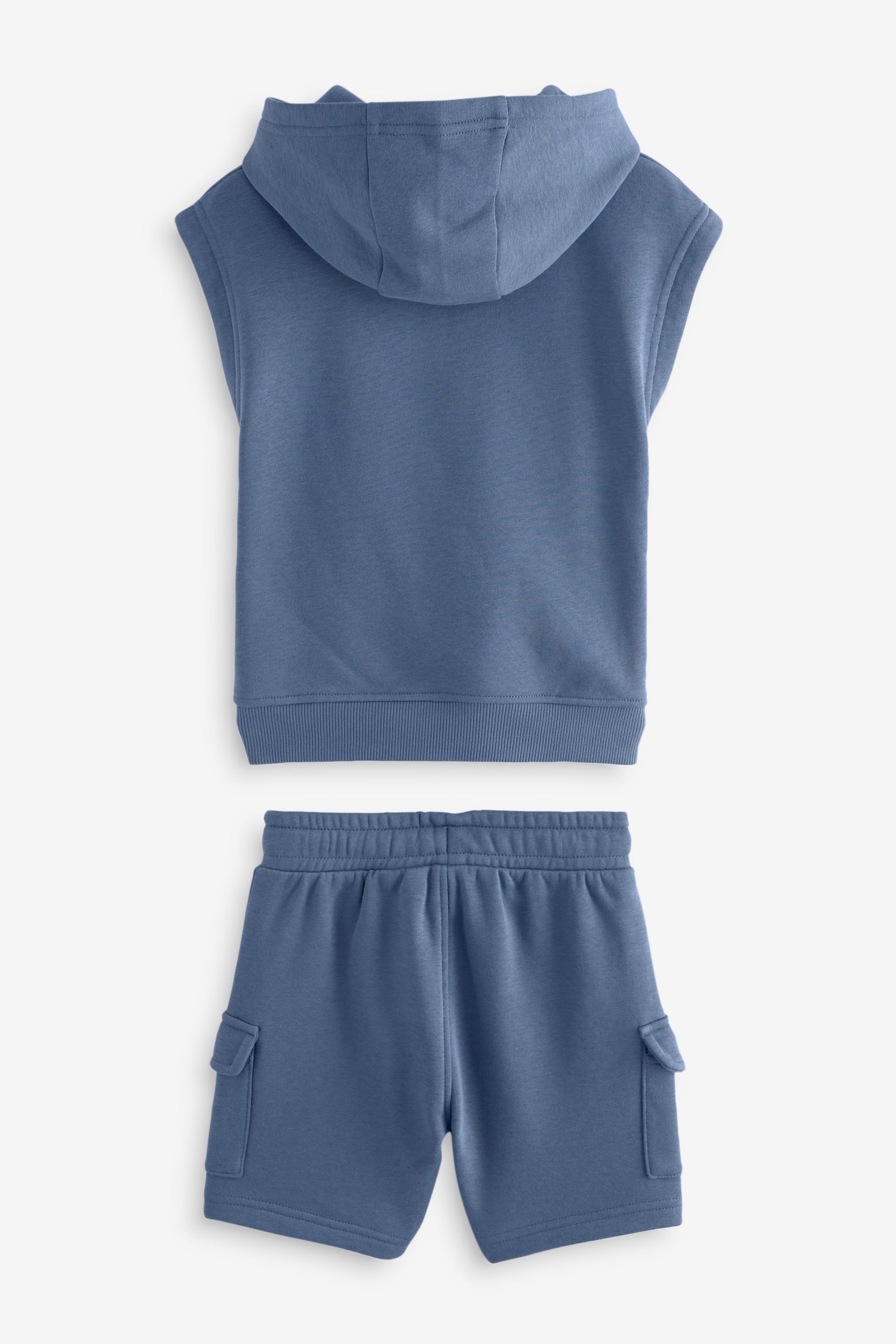 Navy Short Sleeve Utility Hoodie and Shorts Set (3mths-7yrs) - Image 8 of 9
