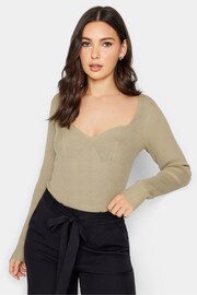 Long Tall Sally Natural Sweetheart Neck Ribbed Jumper - Image 1 of 4