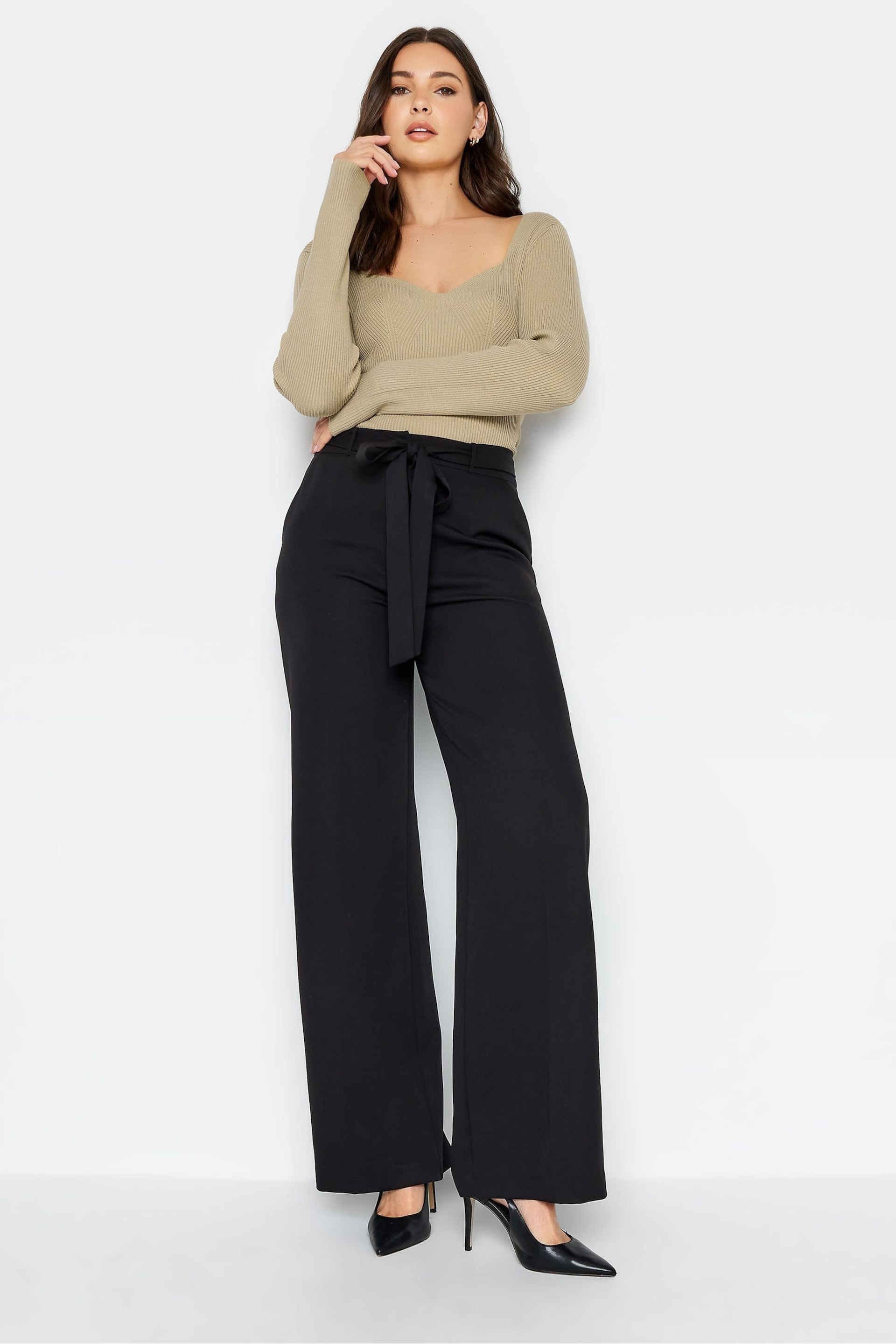 Long Tall Sally Natural Sweetheart Neck Ribbed Jumper - Image 2 of 4