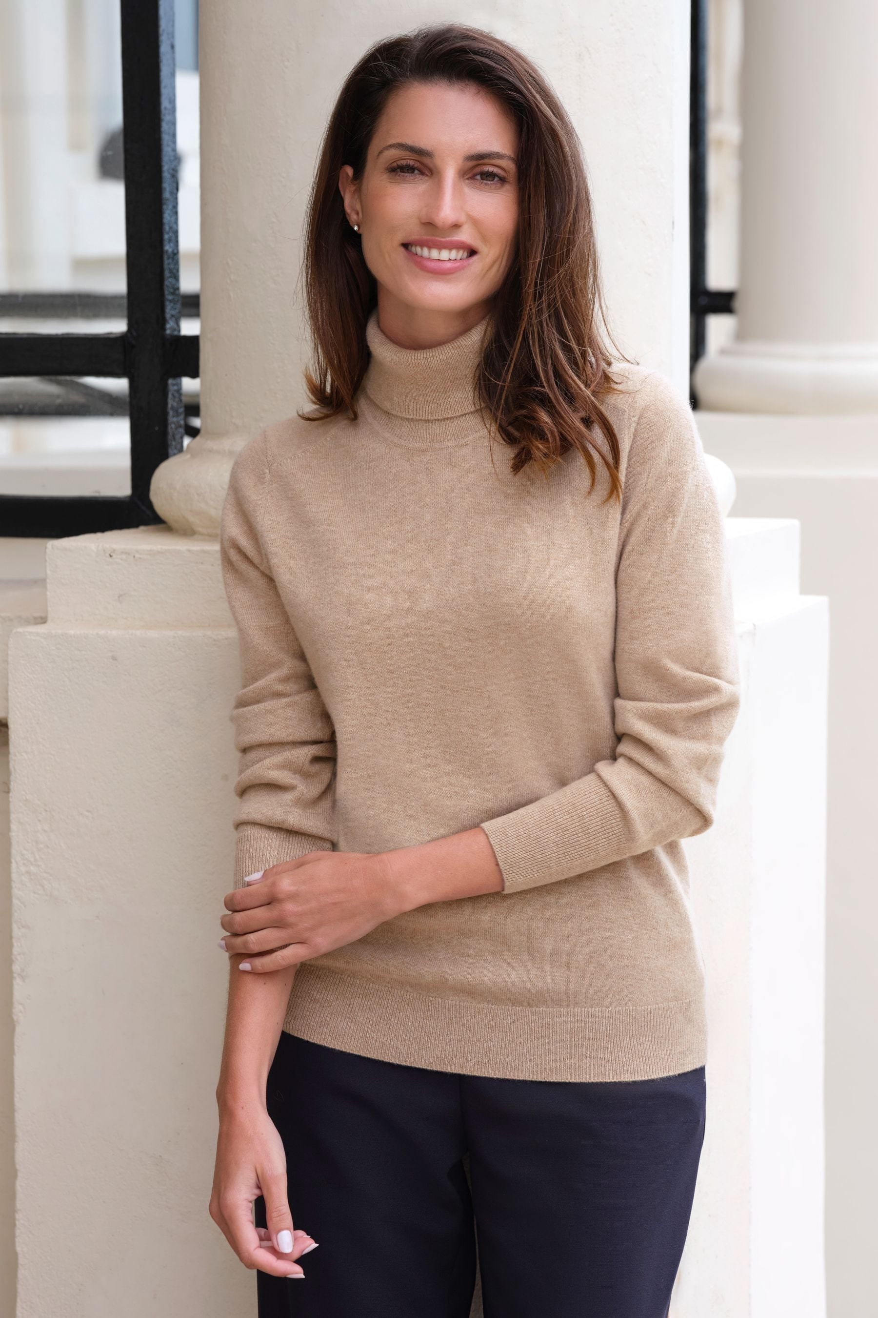 Pure cashmere polo neck sweater hot sale