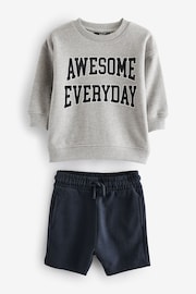 Grey Varsity Sweatshirt and Shorts Set (3mths-7yrs) - Image 7 of 9