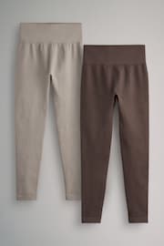 The Set Brown/Nude 2 Pack Seamless Ribbed High Waist Leggings - Image 2 of 8