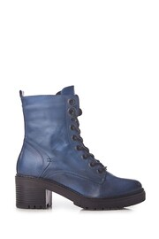 Moda in Pelle Bellzie Blue Lace-Up Leather Ankle Boots - Image 1 of 4
