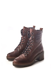 Moda in Pelle Bellzie Brown Lace-Up Leather Ankle Boots - Image 2 of 5