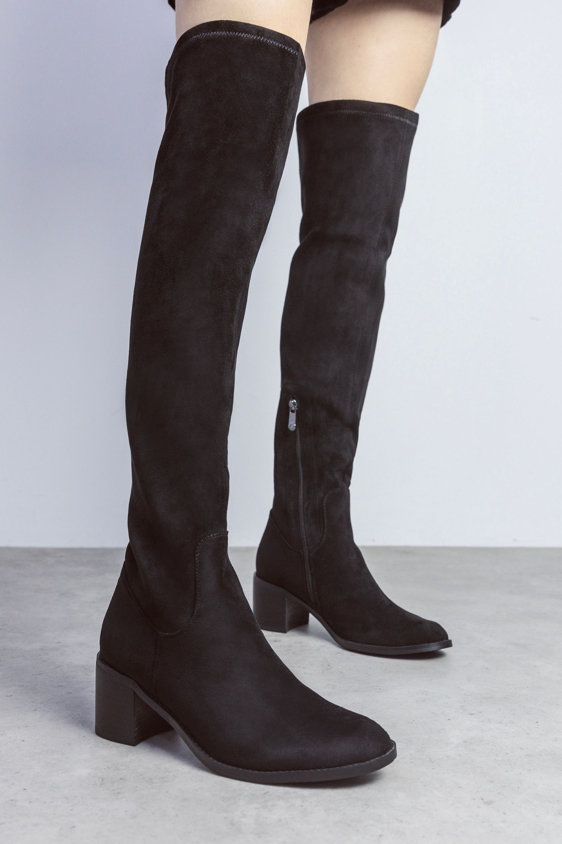 Buy Moda in Pelle Sarianne Black Over The Knee Pointed Block Heel Boots from Next Luxembourg