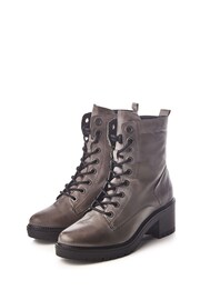 Moda in Pelle Grey Bellzie Lace Up Leather Ankle Boots - Image 2 of 4