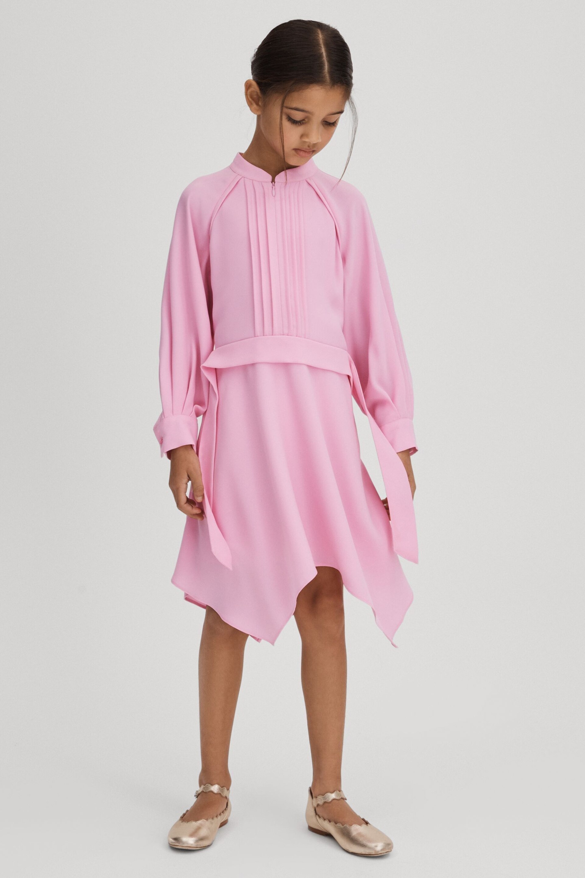 Reiss Pink Erica Senior Zip Front Asymmetric Dress - Image 1 of 6