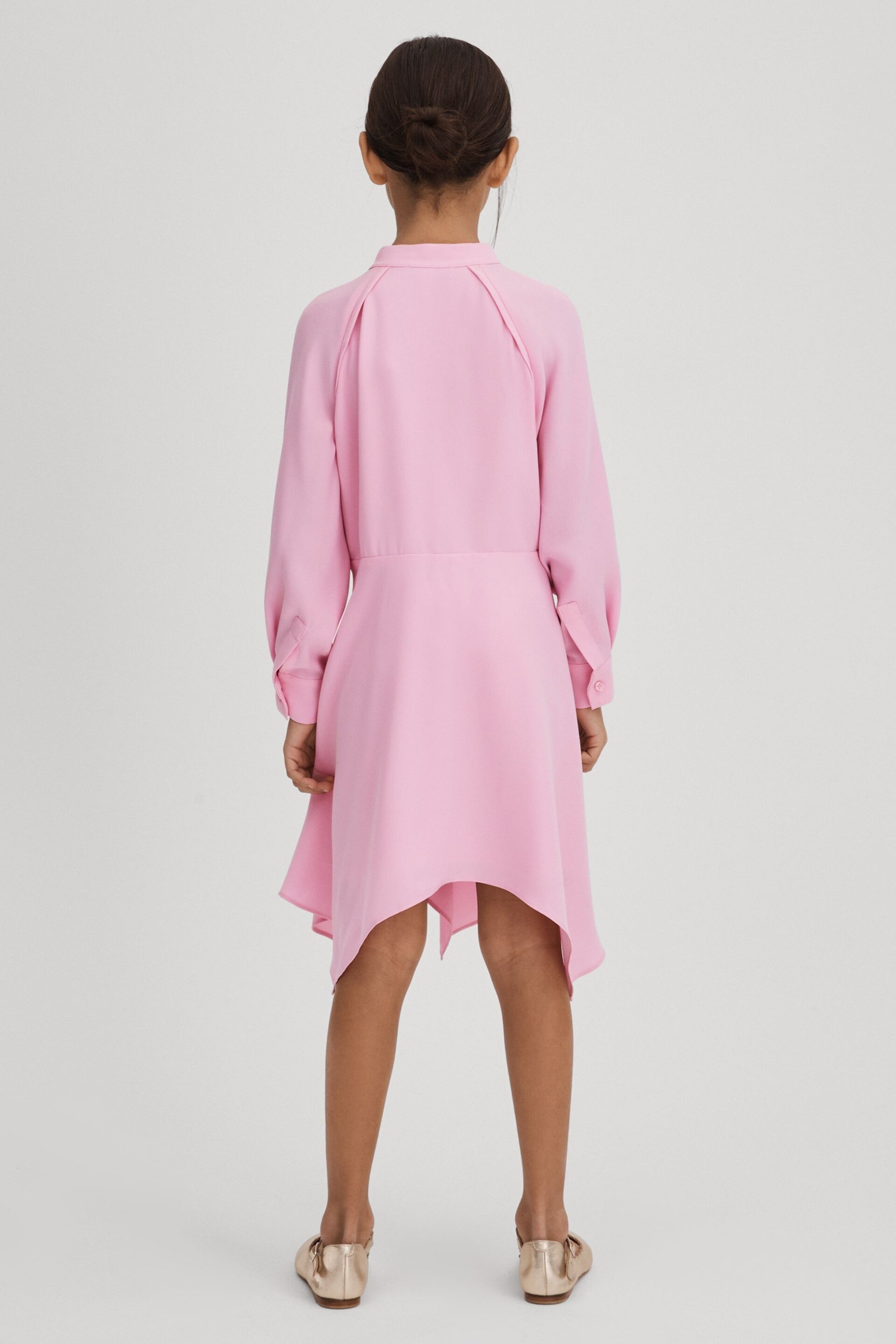 Reiss Pink Erica Senior Zip Front Asymmetric Dress - Image 4 of 6