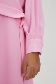 Reiss Pink Erica Senior Zip Front Asymmetric Dress - Image 5 of 6