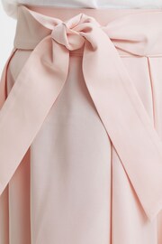 Reiss Pink Garcia Senior Pleated Belted Taffeta Midi Skirt - Image 4 of 6