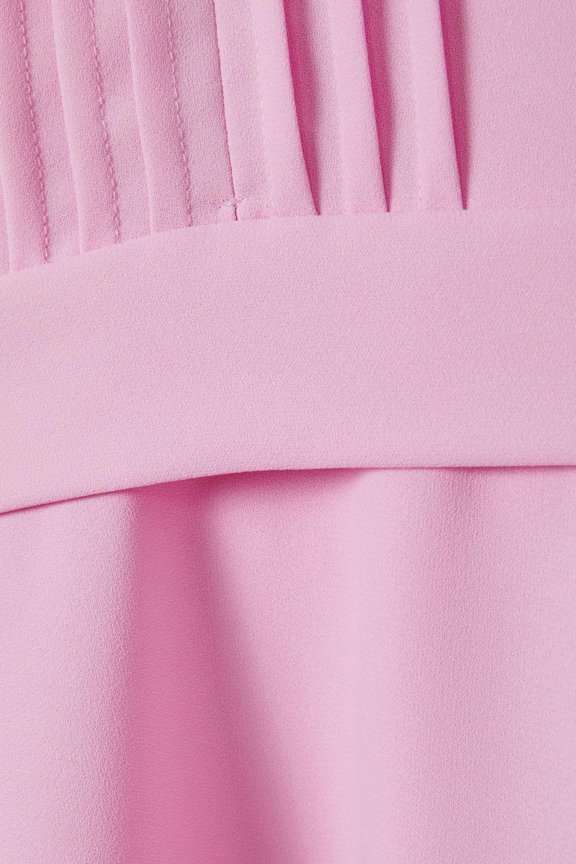 Reiss Pink Erica Junior Zip Front Asymmetric Dress - Image 6 of 6