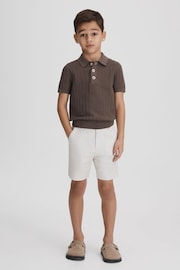Reiss Pecan Brown Pascoe Teen Textured Modal Blend Polo Shirt - Image 2 of 7