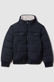 Reiss Navy Mist Teen Padded Faux Fur Coat - Image 1 of 6