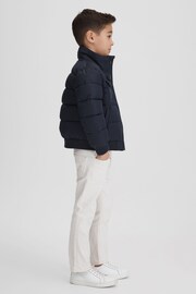 Reiss Navy Mist Teen Padded Faux Fur Coat - Image 4 of 6