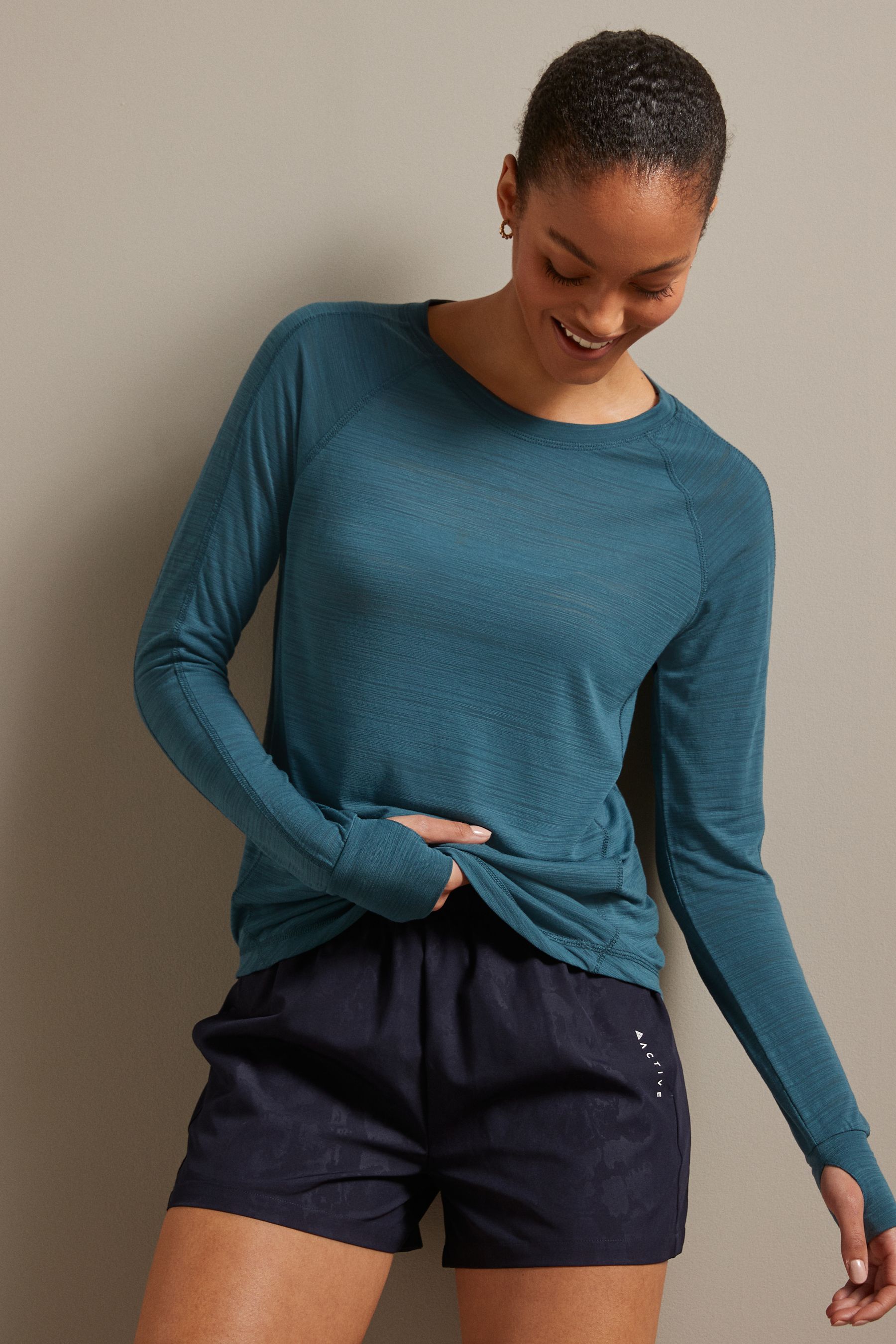 Blue long sleeve running top hot sale