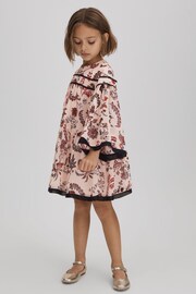 Reiss Pink Talitha Teen Printed Bell Sleeve Tiered Dress - Image 3 of 6