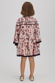 Reiss Pink Talitha Teen Printed Bell Sleeve Tiered Dress - Image 5 of 6