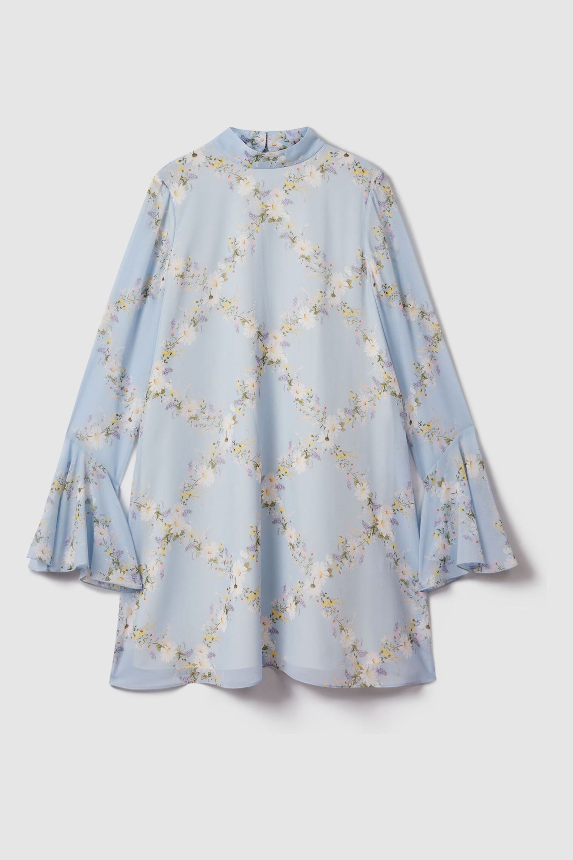 Florere Printed Fluted Sleeve Mini Dress - Image 2 of 6