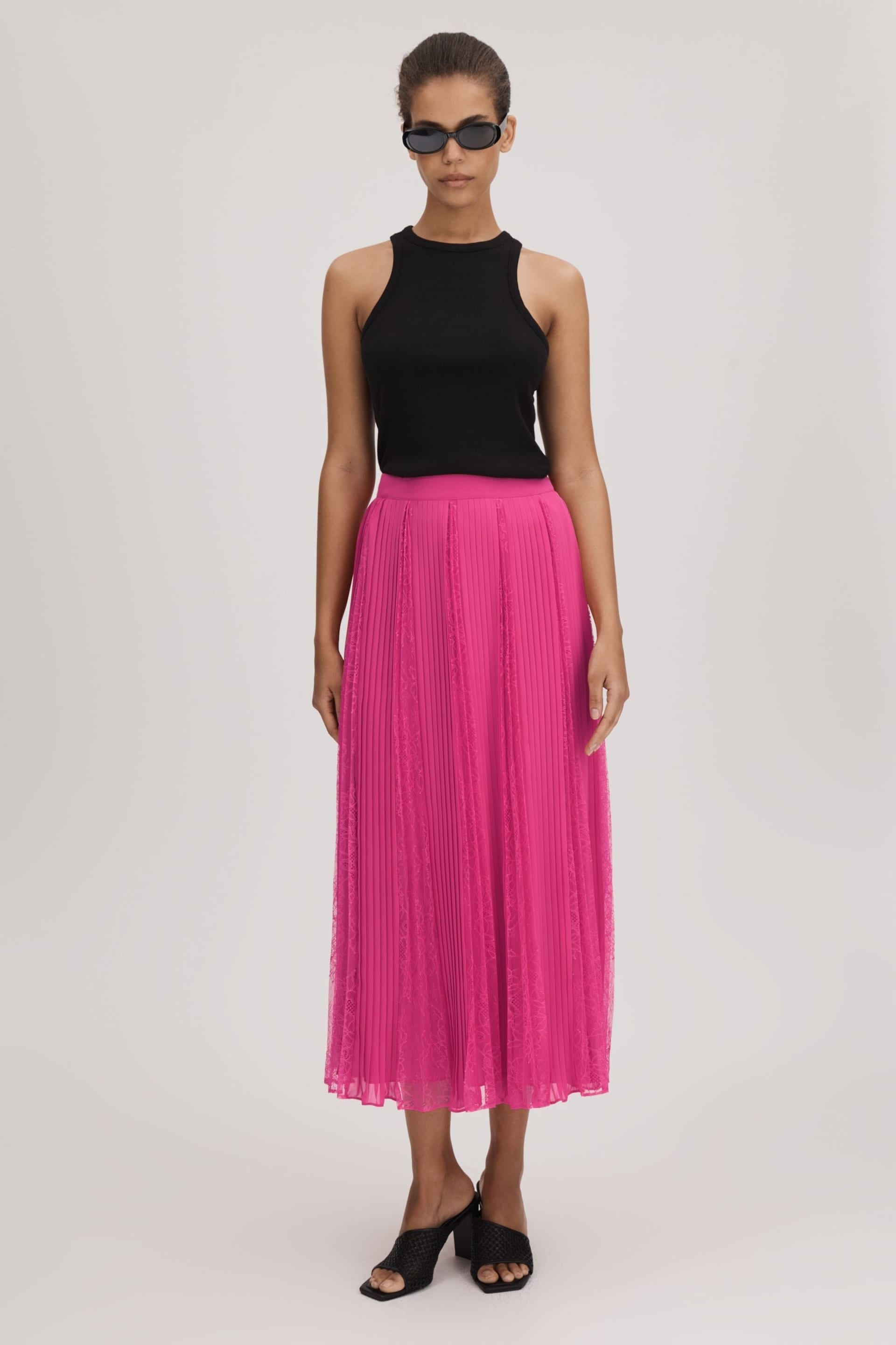 Florere Lace Pleated Midi Skirt - Image 3 of 6