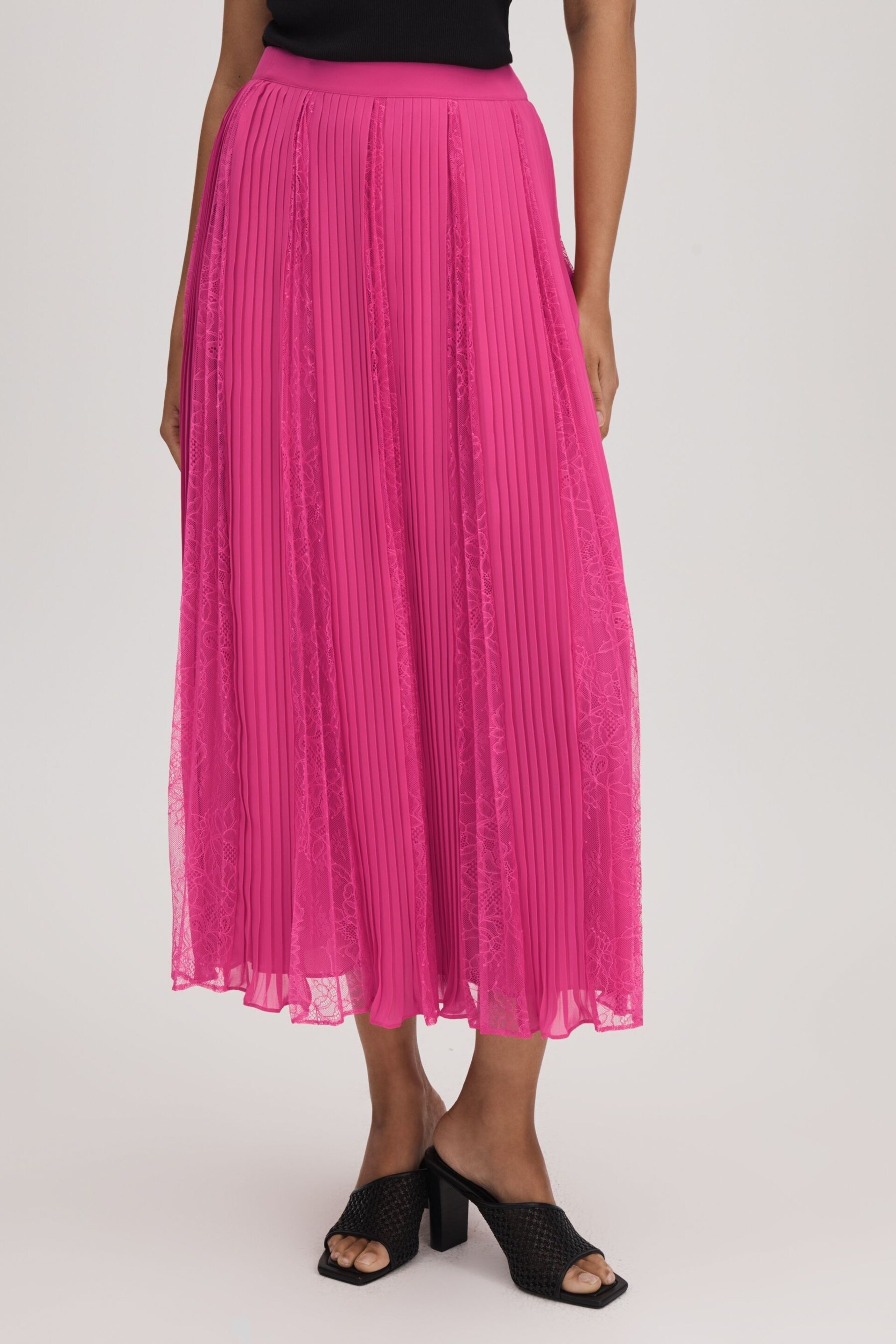 Florere Lace Pleated Midi Skirt - Image 4 of 6