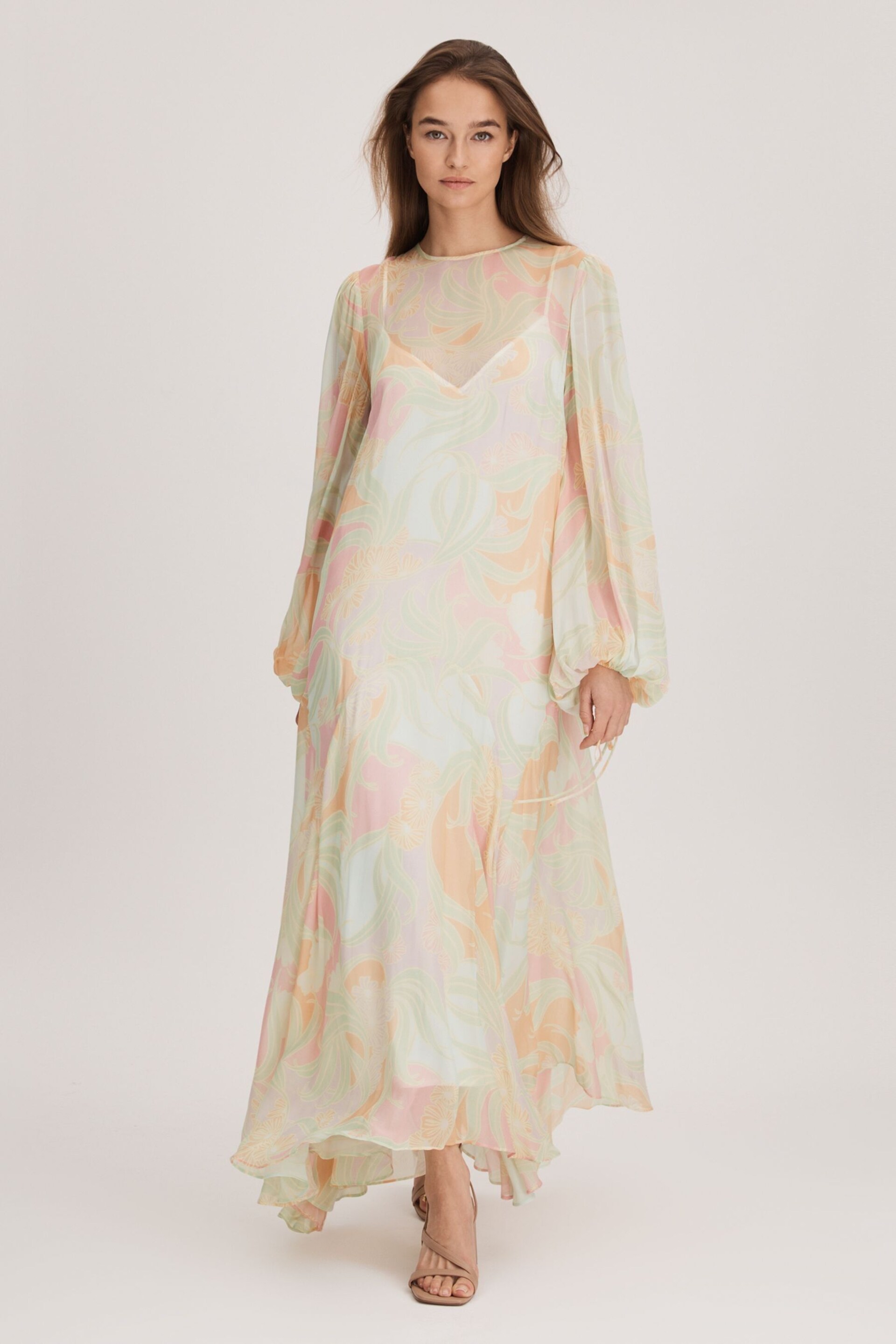 Florere Sheer Asymmetric Midi Dress - Image 1 of 5