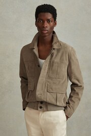 Reiss Pistachio Thomas Suede Chest Pocket Jacket - Image 4 of 6