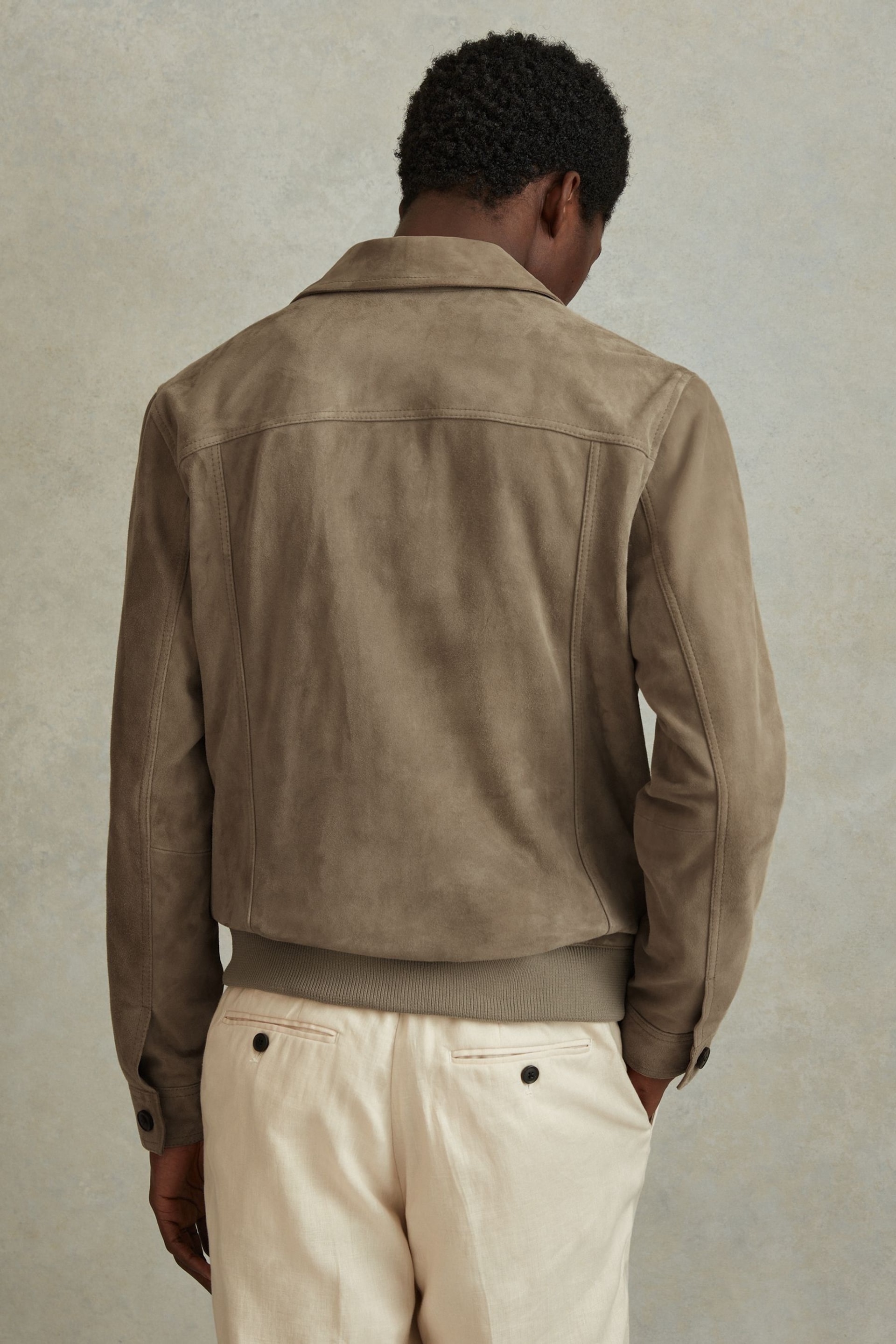 Reiss Pistachio Thomas Suede Chest Pocket Jacket - Image 5 of 6