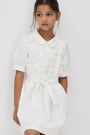 Reiss Ivory Dannie Junior Embroidered Puff Sleeve Dress - Image 3 of 6