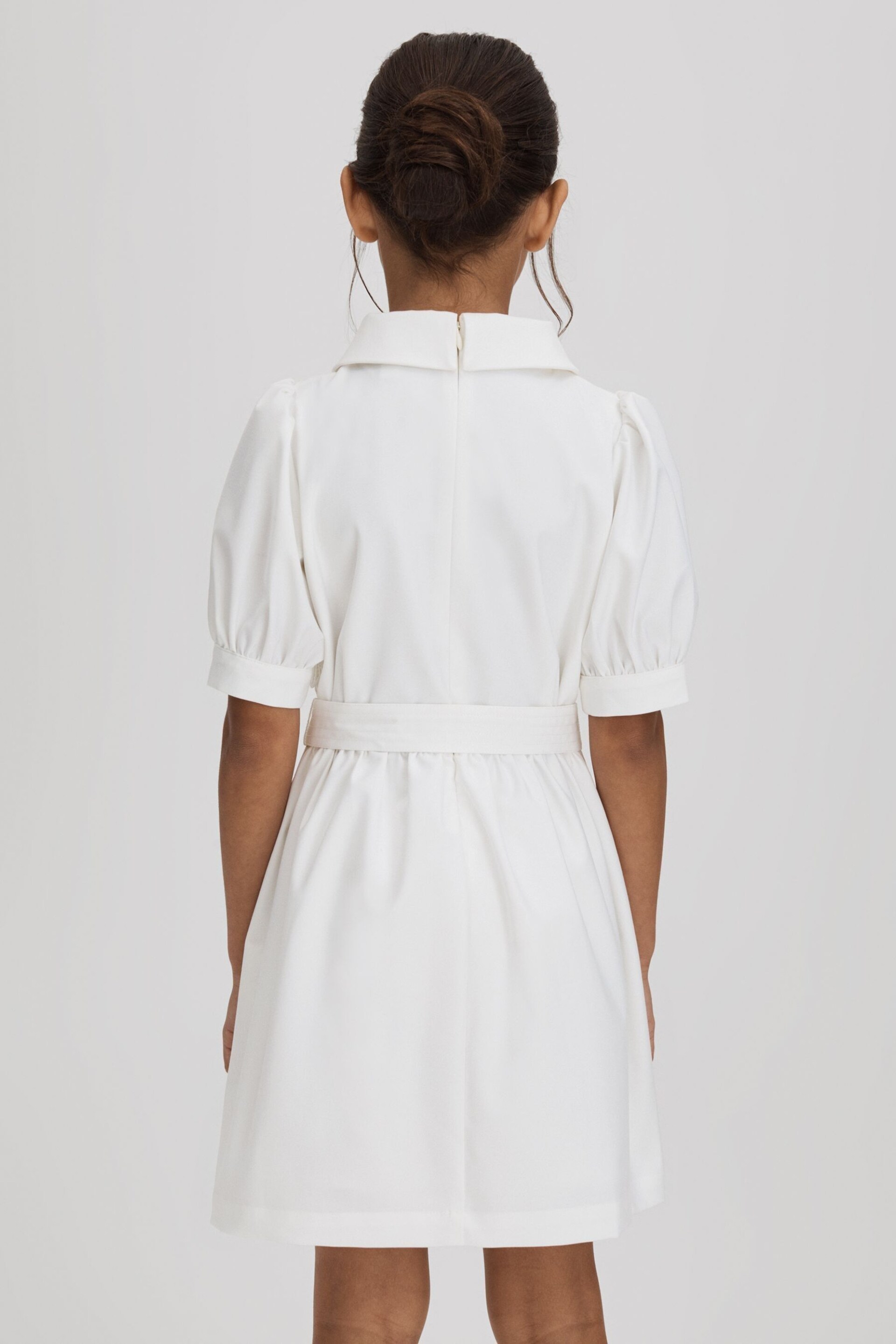 Reiss Ivory Dannie Junior Embroidered Puff Sleeve Dress - Image 5 of 6