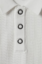 Reiss White Pascoe Teen Textured Modal Blend Polo Shirt - Image 3 of 3