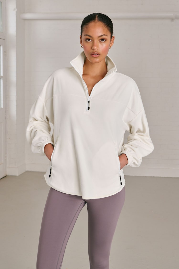 Ecru Cream Quarter Zip Fleece - Image 2 of 9