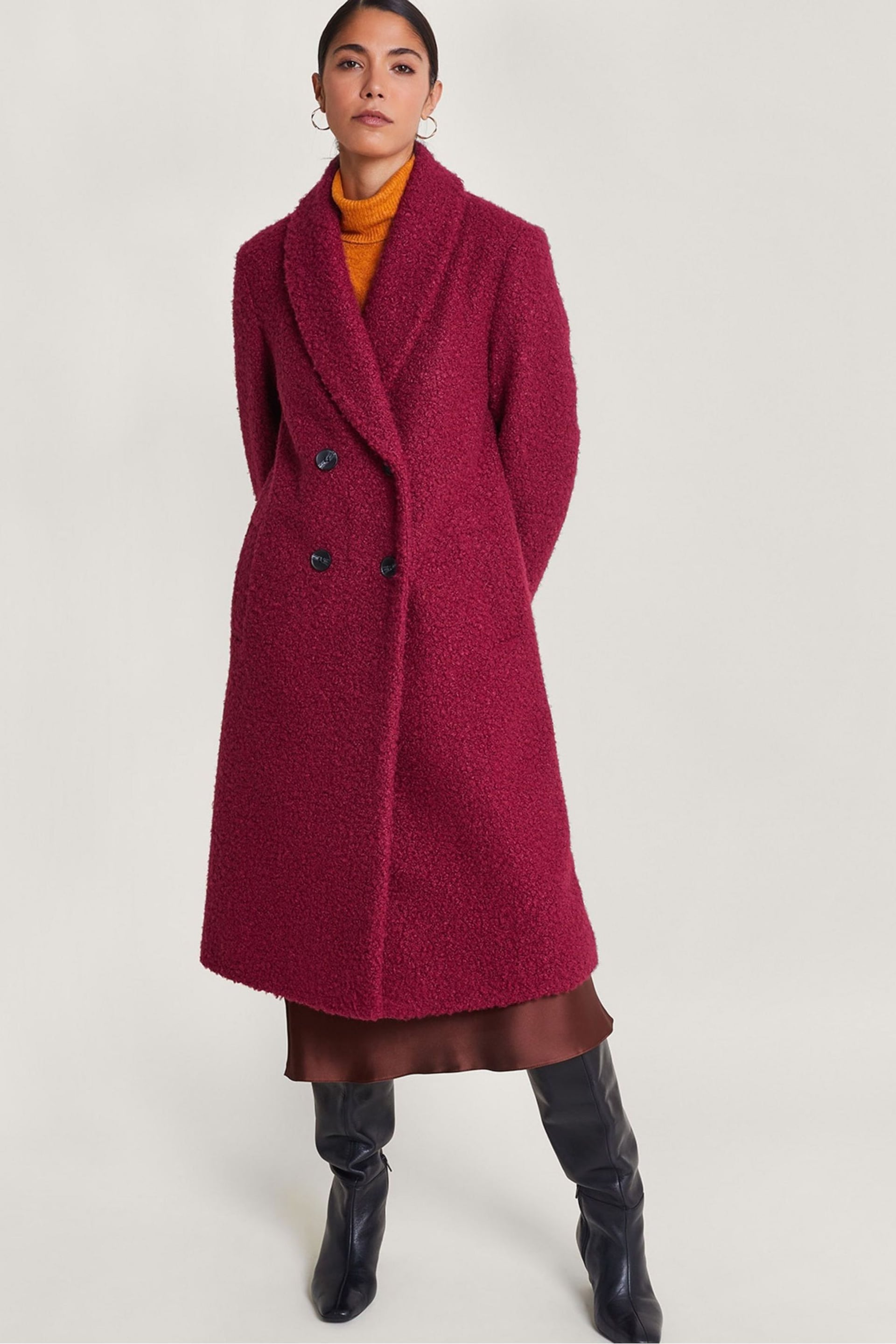 Monsoon Red Bobbie Bouclé Coat - Image 1 of 6