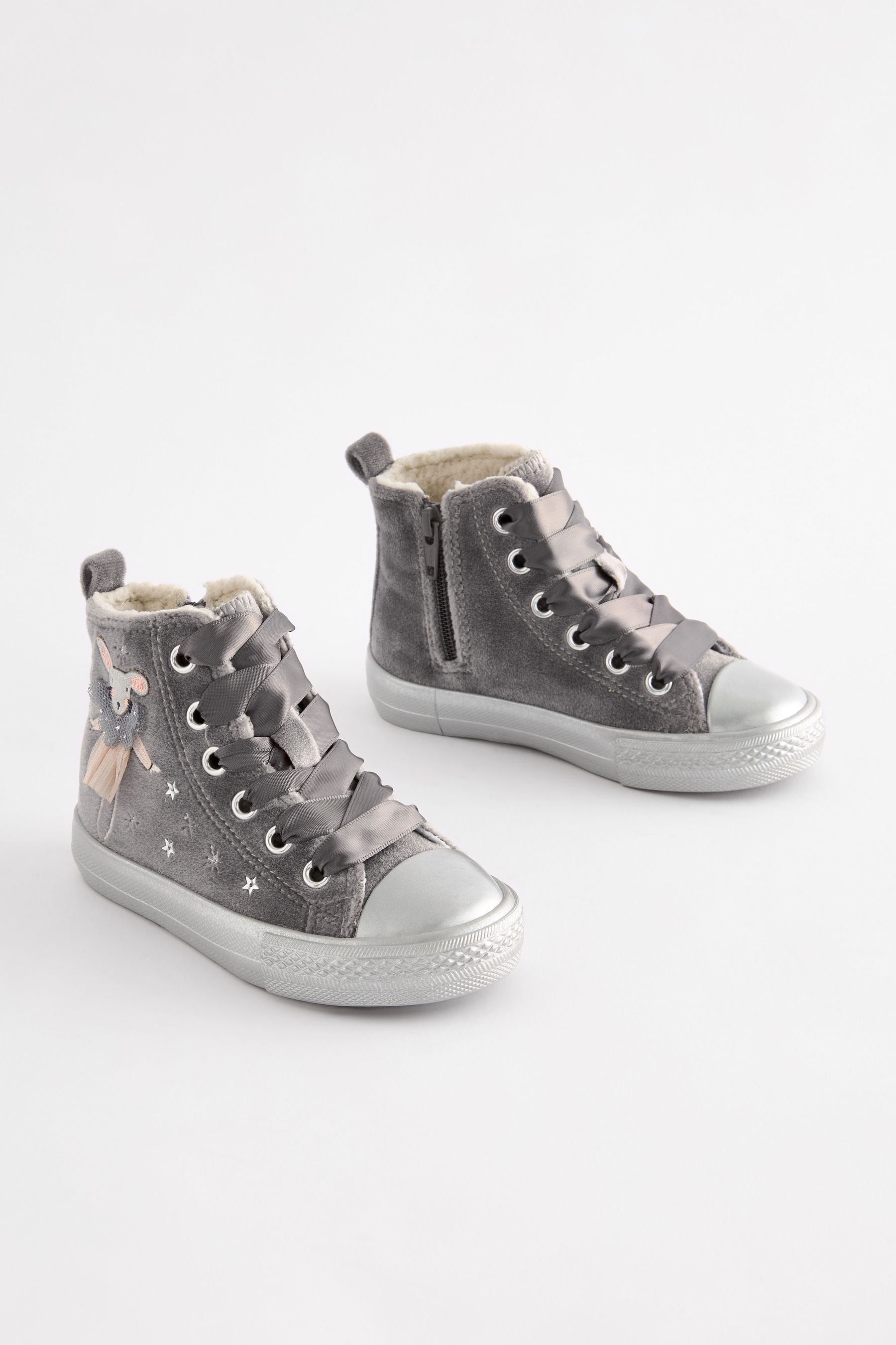 Buy Grey Velvet Character High Top Trainers from Next Australia